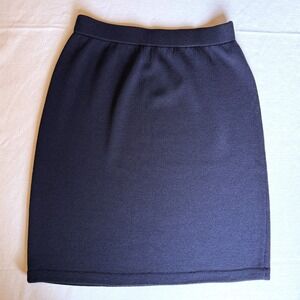 St. John Basics Navy Blue Santana Knit Pencil Skirt Elastic Waist Womens